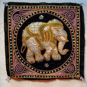 Elephant Padded Tapestry, Vintage,‎ Embroidery & Needlework, Handmade